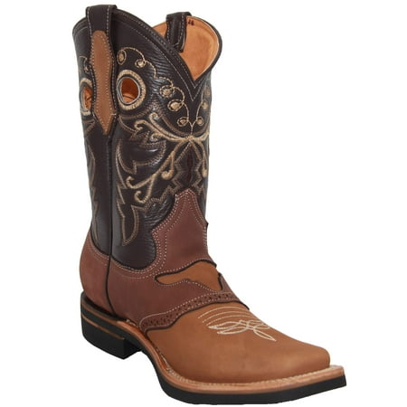 

Men s Genuine Leather Western Boot Square Toe Rodeo Cowboy Boot