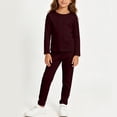 thumbnail image 3 of NAISIBABY Girls 2 Piece Loungewear Set,Long Sleeve Crew Neck Shirt and Elastic Waist Pants Home Clothes Daily Casual Wine Size 7, 3 of 6