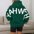 thumbnail image 4 of Tiweut Hoodies for Womens Hoodies Elegant Hooded Long Sleeve Letter Print Sweatshirt Basic Sweatshirt with Hood Relaxed Fit Tops Dark Green2,XL, 4 of 7