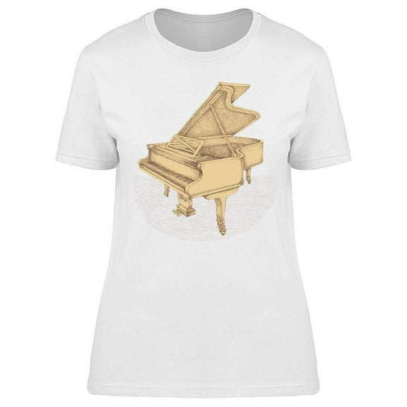 Piano Drawing Design T-Shirt Women -Image by Shutterstock, Female Small
