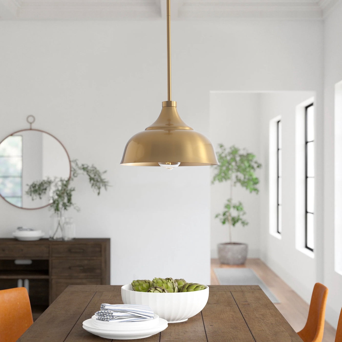 Aiwen Modern Gold Finish Dome Shade Pendant Lamp Classic Home Decor Light Fixture