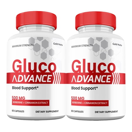 Gluco Advance Capsules Gluco Advanced Pills Blood Support Supplement Maximum Strength All Natural Glycogen Formula (2 Pack)