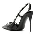 thumbnail image 3 of YDN Women Pointy Toe Cutout Slingback strap Buckle Pumps Bows Stiletto High Heels Studded Sandals Sexy Party Club Shoes Size 10.5 Black, 3 of 4