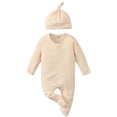 thumbnail image 1 of Gibobby Monos de Moda de mono con de color sólido de manga larga de otoño e invierno para niños pequeños y niñas(Beige， 12-18 Meses), 1 of 5