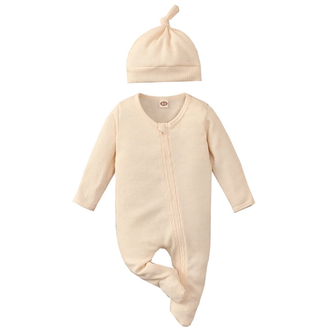 Gibobby Monos de Moda de mono con de color sólido de manga larga de otoño e invierno para niños pequeños y niñas(Beige, 12-18 Meses)