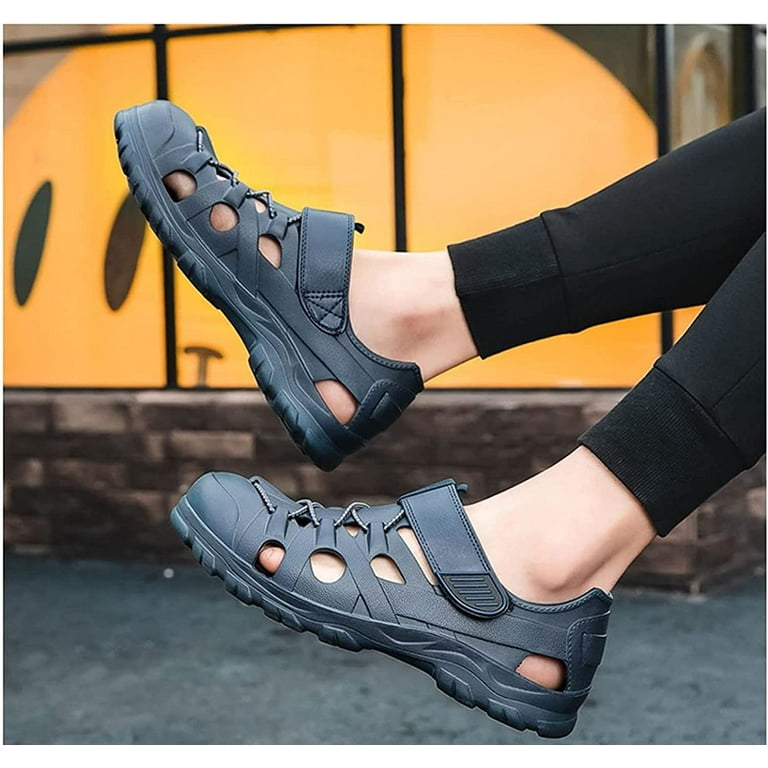 Water Sandals Men s Sandals Summer Hollow Shoes Rubber Clogs EVA Durable Garden Shoes Black Beach Sandals Slippers