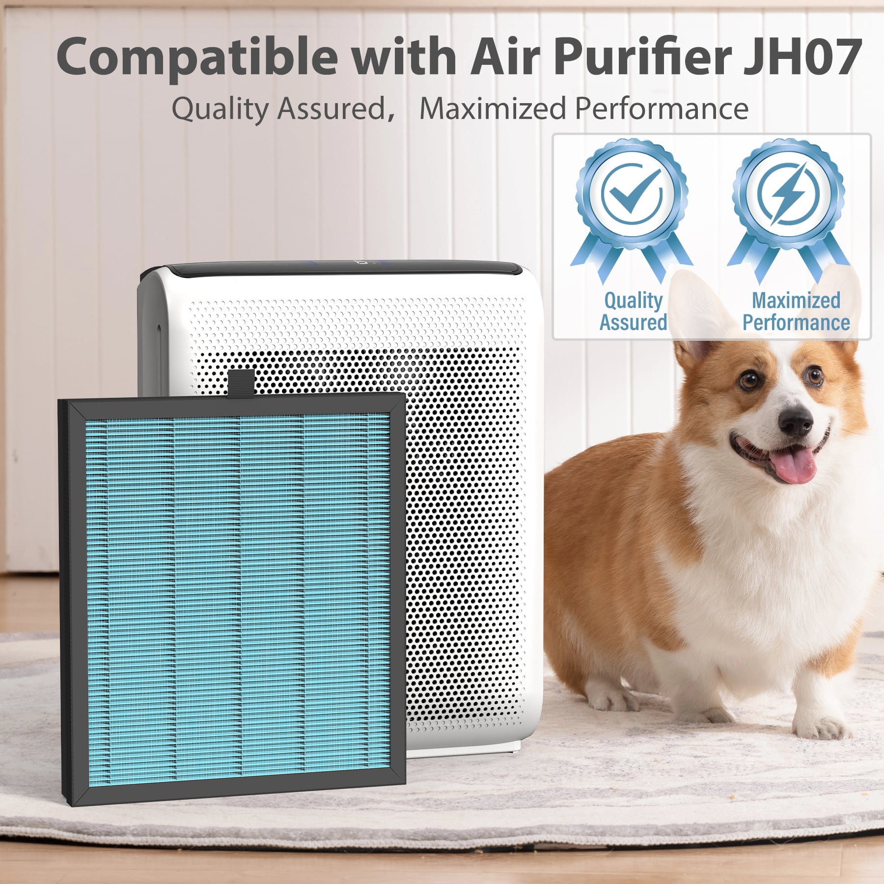 KLOUDIC JH07 Air Purifier Replacement Filter with Washable Design for Pet Dander, Dust, Pollen, and Smoke