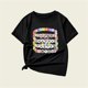 thumbnail image 1 of Blusas y camisas de manga corta con cuello redondo, camiseta holgada informal estampada para niños, top de manga corta con cuello redondo de tamaño mediano para niños, top de poliéster para niños, 1 of 3