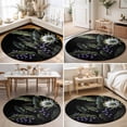 thumbnail image 4 of Round Area Rugs 3.3Ft, Boho White Floral Non-Slip Washable Circle Rugs Carpet, Boho Retro Purple Barrier Botanical Indoor Outdoor Rug Floor Mats Throw Runner for Bedroom Living Room Bathroom, 4 of 8