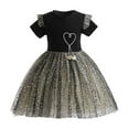 thumbnail image 1 of Lujianch Robe à Sequins pour Filles Robe Noire Manches Courtes Robe Princesse en Maille Robes de Demoiselle d'Honneur Taille 3-4 Ans, 1 of 5