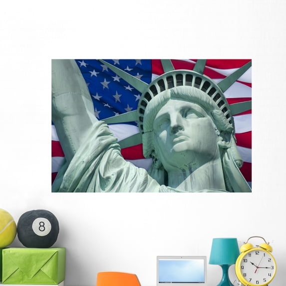 Statue Liberty Wall Mural Decal Sticker, Wallmonkeys Peel & Stick Vinyl Graphic (48 in W x 32 in H)