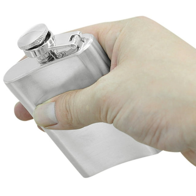 Daily Qaailabf Stainless Steel Pocket Hip Flask Whiskey Liquor Screw Cap 3.5oz B