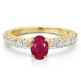 thumbnail image 3 of Gem Stone King 14K Yellow Gold Red Ruby and Lab Grown Diamond Engagement Ring for Women | 1.65 Cttw | Oval 7X5MM | Gemstone July Birthstone | Size 8, 3 of 6