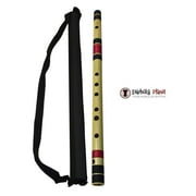Zaza Percussion- Professional Scale B bass 21'' Inches Polished Bamboo Bansuri Flute (Indian Flute) With Carry Bag