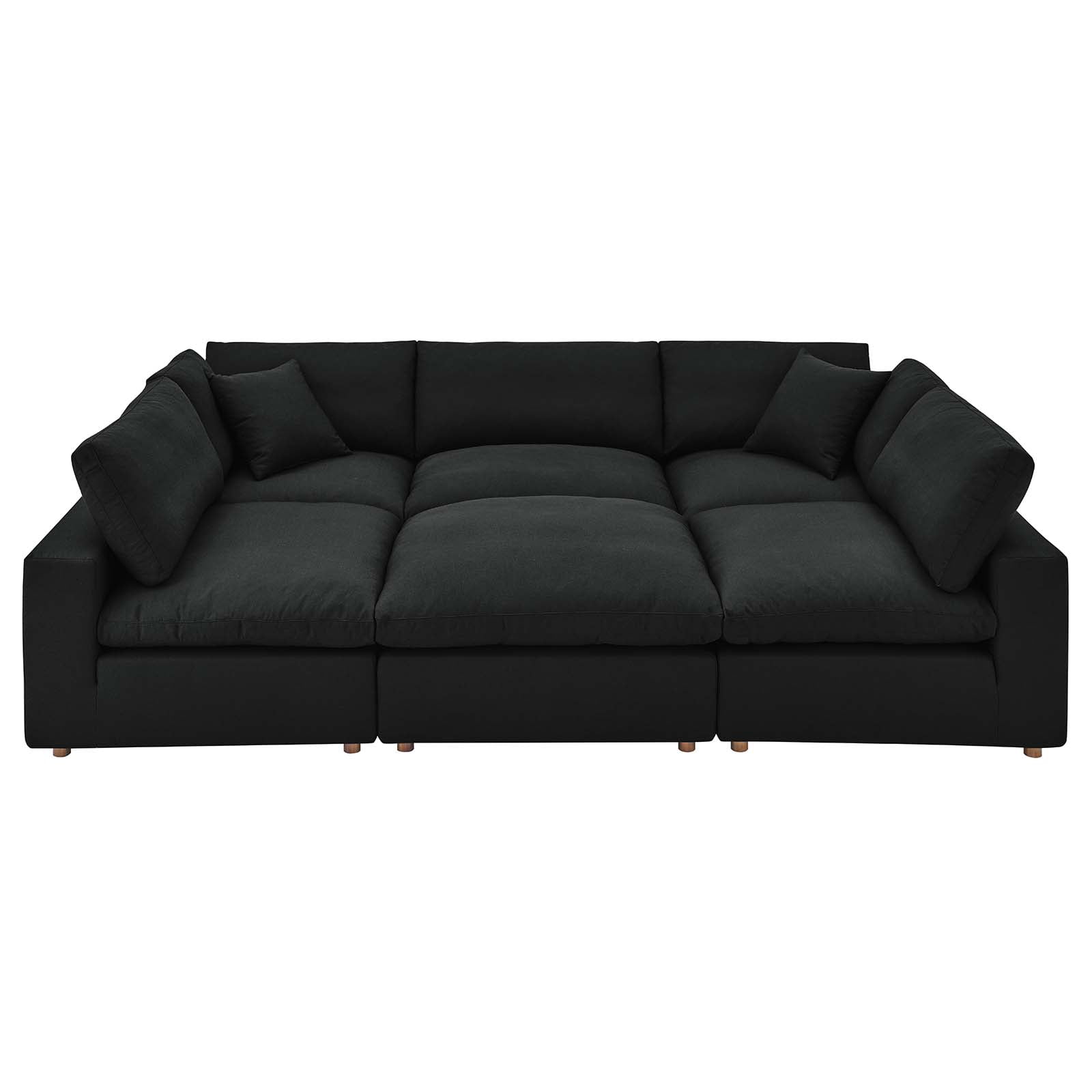Modular Sectional Deep Sofa Set, Black, Fabric, Modern Contemporary