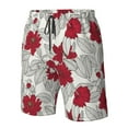 thumbnail image 5 of Naloa Leaves And Anemone Flowers In Red Grey Men's Beach Shorts, Surfing shorts, Swim trunks, Quick Dry Swim Trunks for Surfing Beach Fun - 3X-Large, 5 of 9