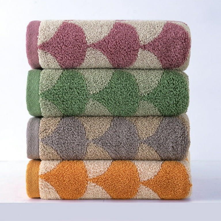 Unique Bargains Pcs Geometric Cotton Hand Towels Pink/Brown 13