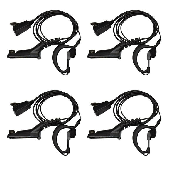 HQRP 4-Pack G Shape Earpiece Headset PTT Mic for Motorola DGP4150, DGP4150 , DGP6150