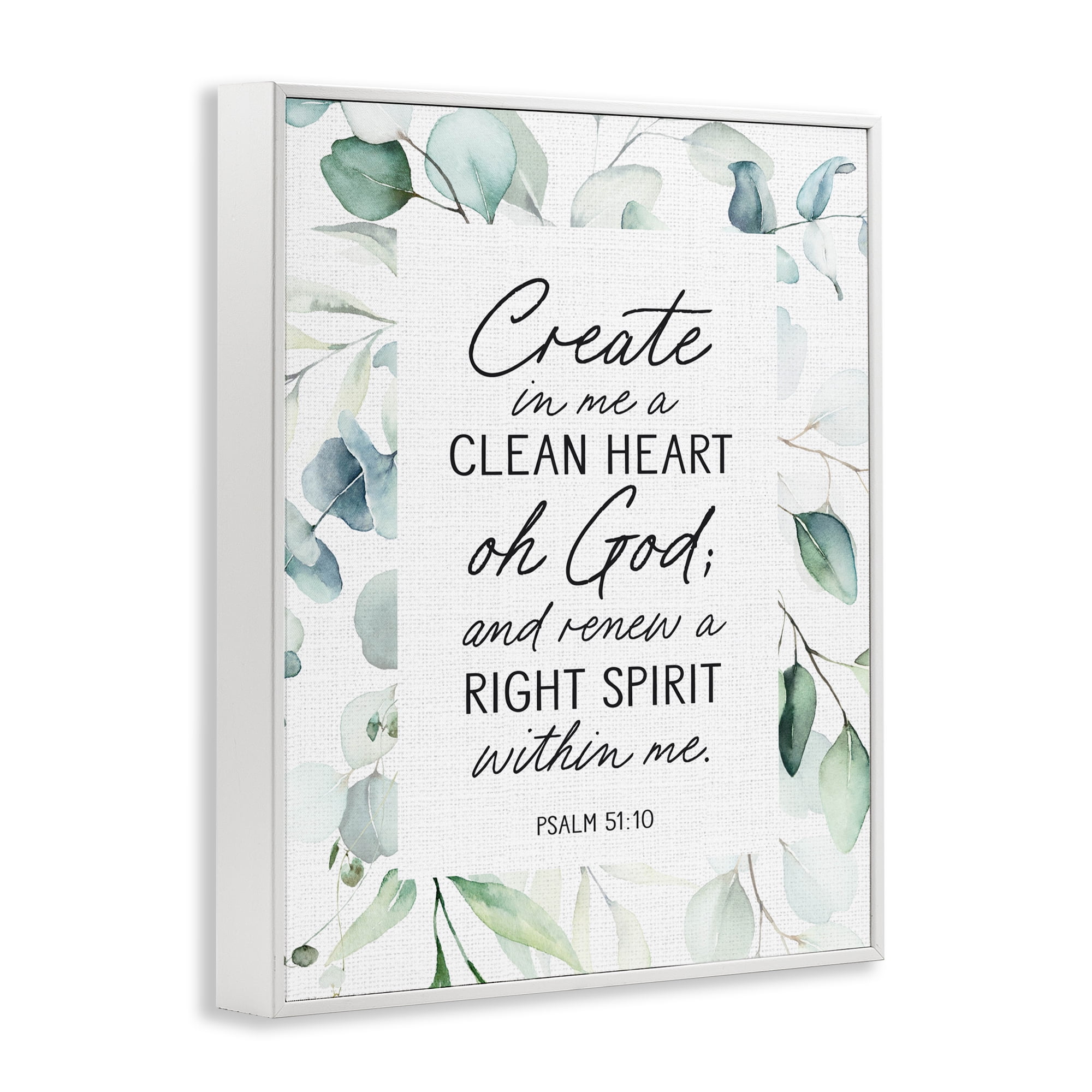 Clean Heart & Right Spirit White Framed Giclee Art, design by Lettered and Lined