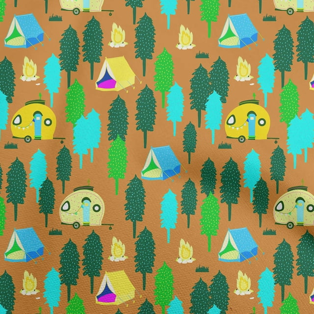 oneOone Polyester Lycra Orange Fabric Camping Sewing Craft Projects Fabric Prints By Yard 56 Inch Wide