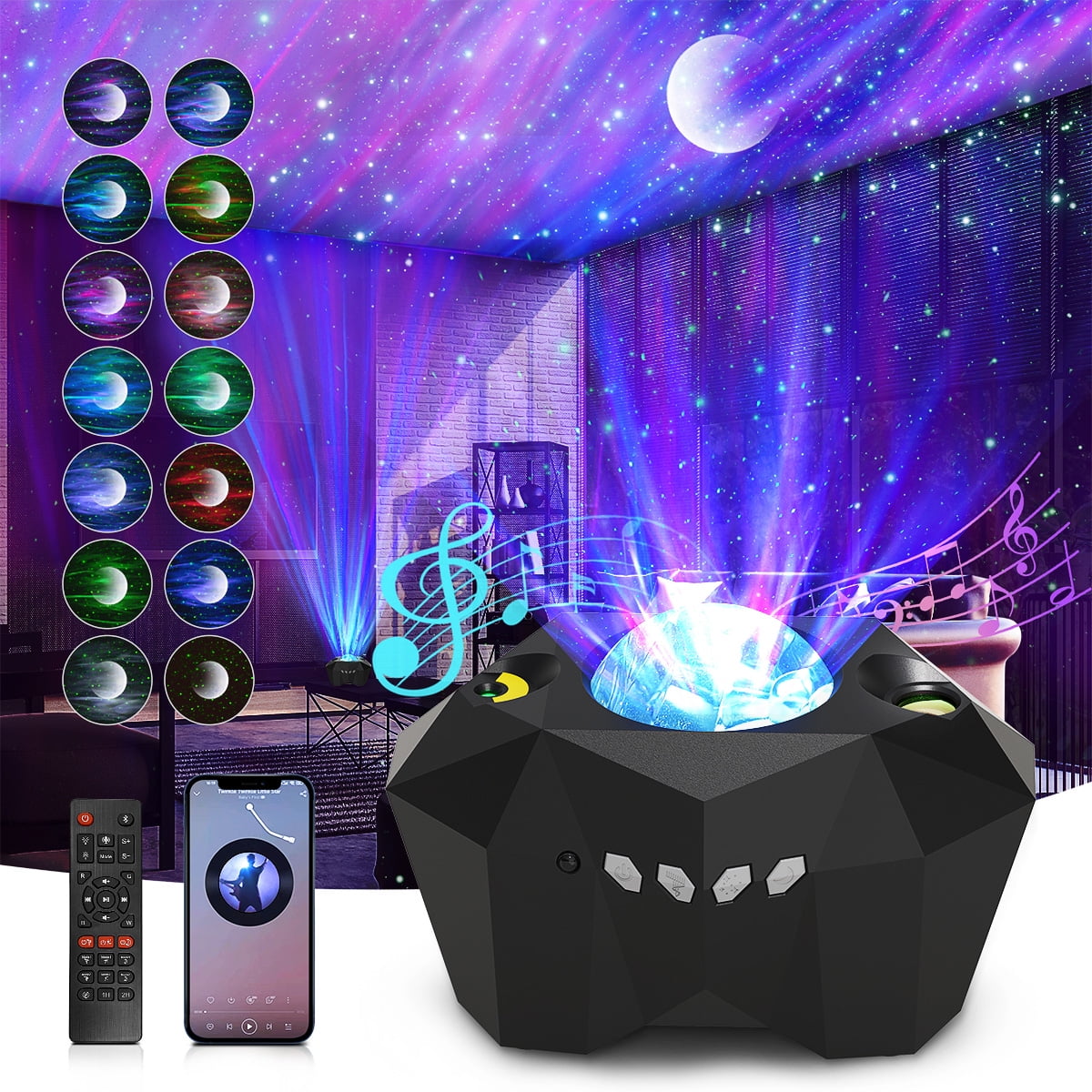 Star Night Light Projector with Built-in Speaker For Kid Baby Decorating Bedroom 