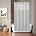 thumbnail image 2 of No Hook Shower Curtain, Modern Minimalist Art Shower Curtains for Bathroom with See Through Top Window, Gray Simple Geometric Lines Art Waterproof & Washable Bath Curtain Stand Up Stall 36"x72", 2 of 9