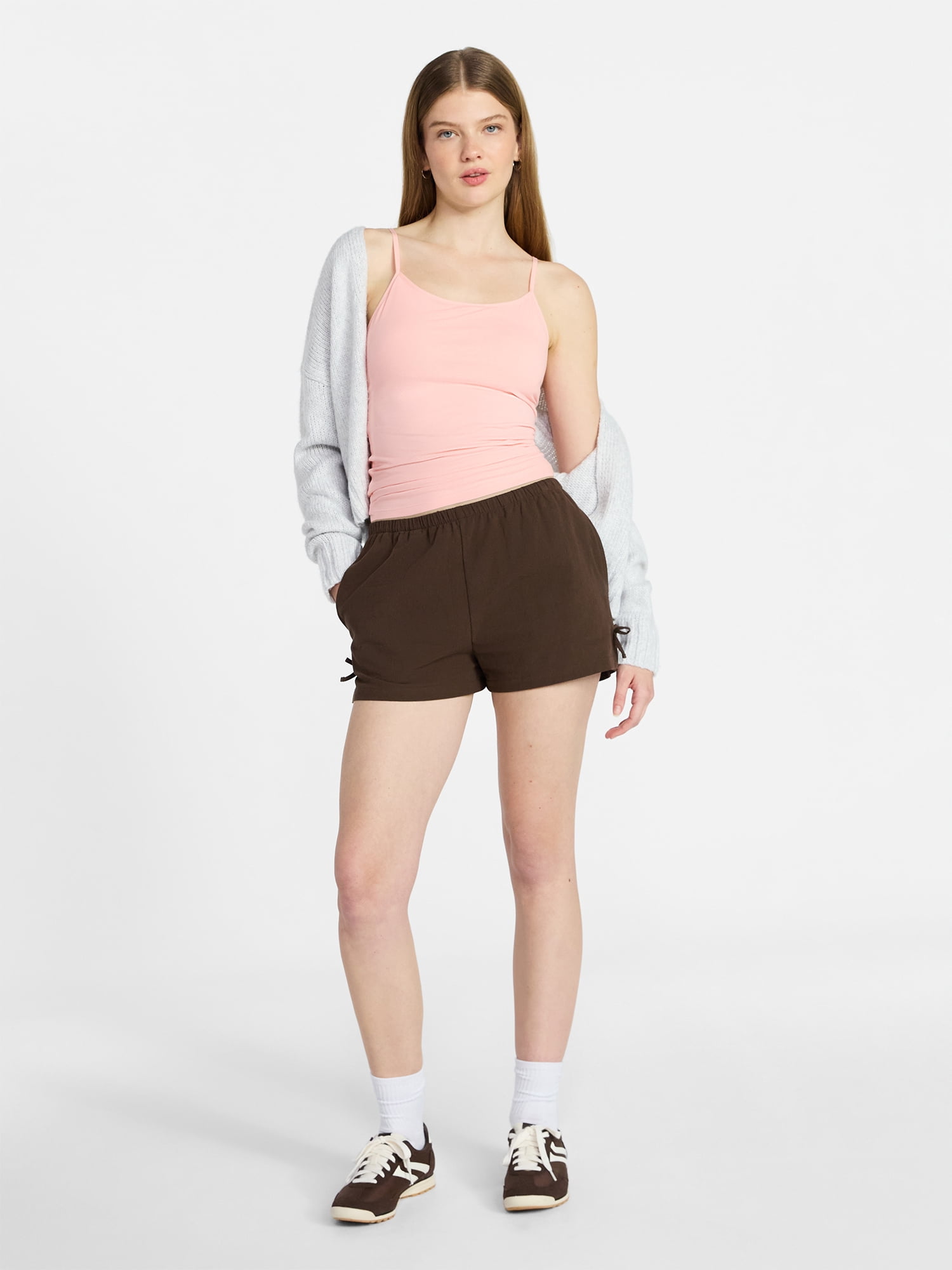 No Boundaries Cropped Cami Top with Shelf Bra, Women's XXS-XXL