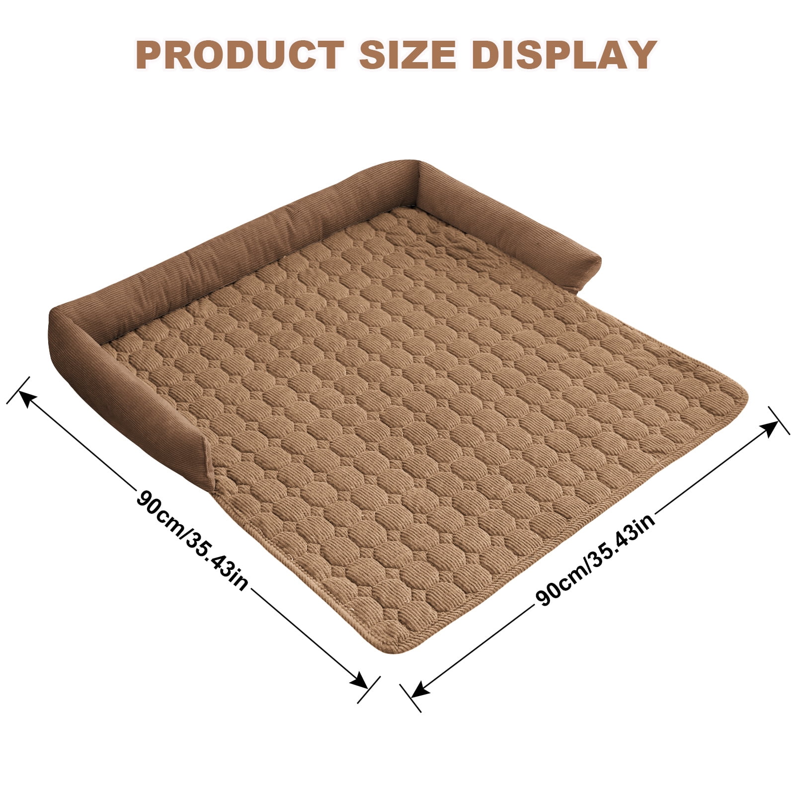 Eurhowing Dog Couch Cover 36"x36", Corduroy Dog Bed Mat for Couch with 3 Side Dog Pillow, Washable Sofa Cover Pet Furniture Protector for Dogs&Cats, Coffee