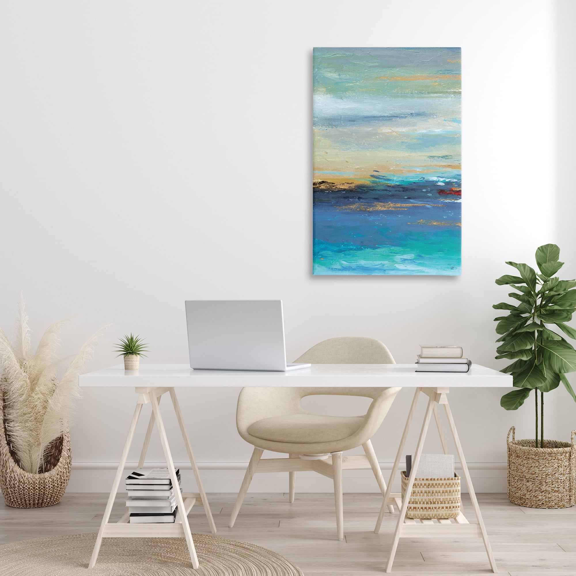 Stupell Industries Ombre Ocean View Abstract Painting Gallery Wrapped Canvas Art Print Wall Art, 24 x 36