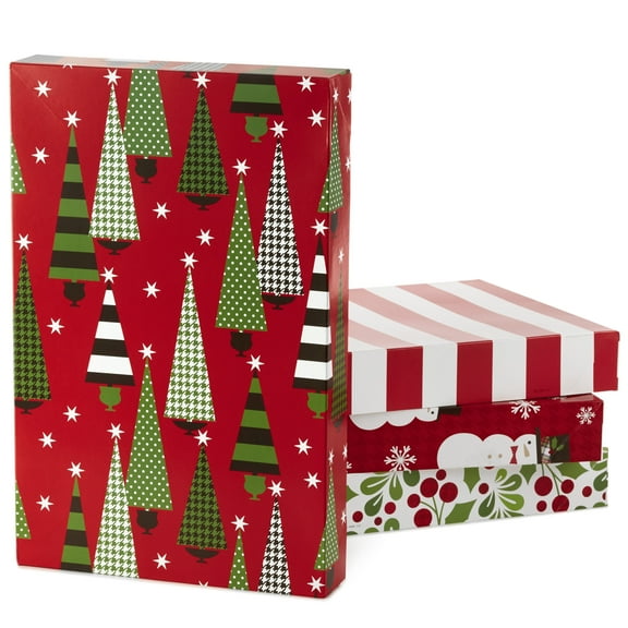Hallmark Christmas Gift Box Assortment - 12 Patterned Shirt Boxes with Lids