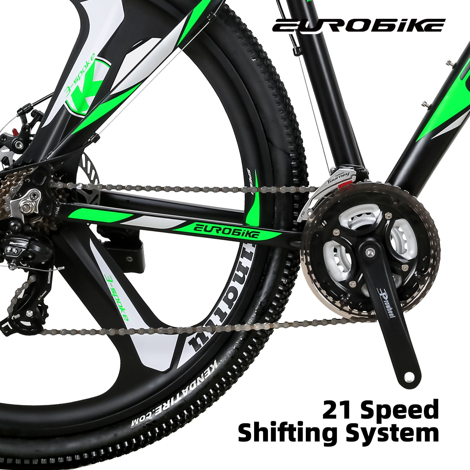 Mens Mountain Bike, Eurobike X9 Mountain Bike 29 inch, 19 inch Aluminum Bikes for Men 29er, Mens Bicycle 3-Spoke Green