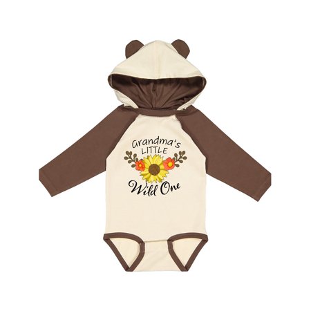 

Inktastic Grandma s Little Wild 1 with Beautiful Sunflower Gift Baby Boy or Baby Girl Long Sleeve Bodysuit