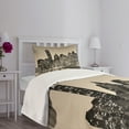thumbnail image 3 of Ambesonne New York Quilted Bedspread Set 2 Pcs, Manhattan City Night, Twin Size, Sepia Black, 3 of 5