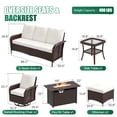 thumbnail image 3 of Sunmthink 7-Piece Patio Furniture Set, High Back Swivel Rocker Chairs with Thick Cushions, Wicker Rattan Outdoor Sectional Sofa with Fire Pit & Ottoman, Beige, 3 of 7