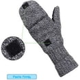 thumbnail image 4 of Gants Tricotés d'Hiver Sans Doigts Isolation Mitaines Chaudes Rabat Unisexe, Gris Foncé, 4 of 4