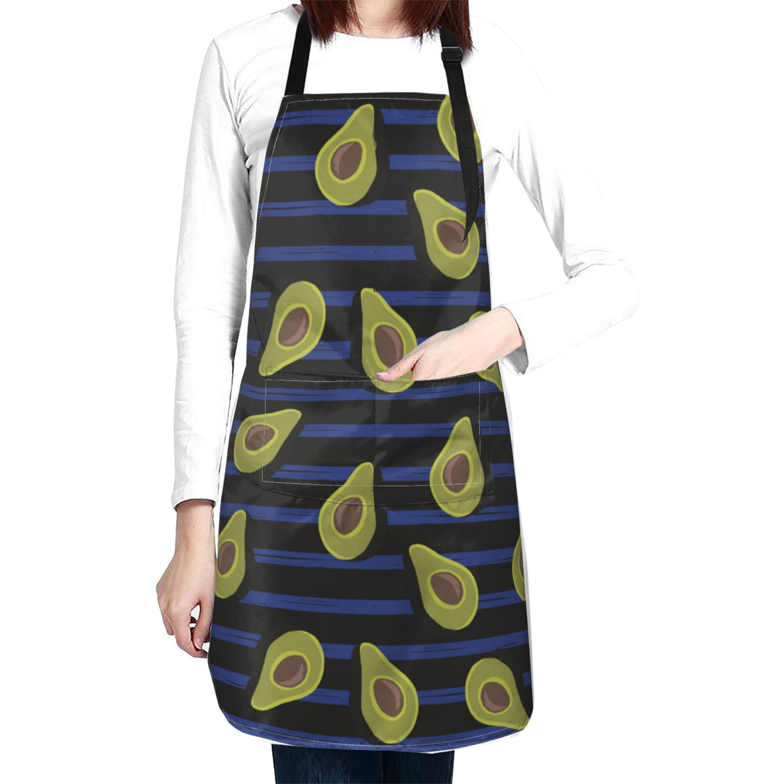 Kdxio Avocado Apron with Pockets Adjustable Kitchen Aprons for Men Women Waterproof Aprons for Cooking,Drawing,Crafting, Baking Household Cleaning