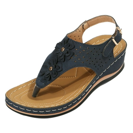 

PEASKJP Dressy Sandals Women Wide Width Women s Reggae-Sew Me-Boho Woven Strappy Slingback Sandal (Navy 7)