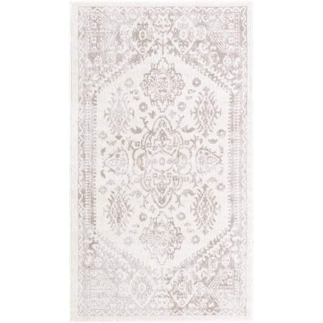 Unique Loom Oxford Medallion Intricate Design Rug 3' x 5' 3 Rectangle Cream/Gray