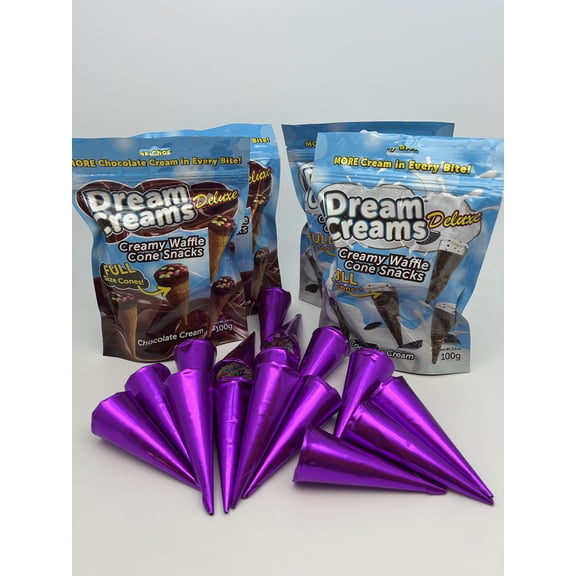 Dream Creams Cream Cones Chocolate and Cookies n Cream Variety Pack 4 Bags100g (16 cones)