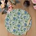 thumbnail image 3 of Blue Green Botanical Round 15 Inch Placemats Set of 8, Spring Floral Summer Rustic HeatResistant Non Slip Place Mats for Dining Table, Wipeable Braided Kitchen Table Mats for Housewarming, 3 of 9