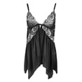 thumbnail image 4 of Womens Nightgown Front Opening V Neck With Thong Sleepwear Black L, 4 of 4