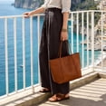 thumbnail image 5 of TRUBKH Flowy Pants for Women Wide Leg Linen Pants Women' S Culottes Balloon Pants Women High Waisted Linen Pants Women Gaucho Pant Teacher Pants Cotton Linen Cotton Palazzo Pa Coffee M-5XL, 5 of 5