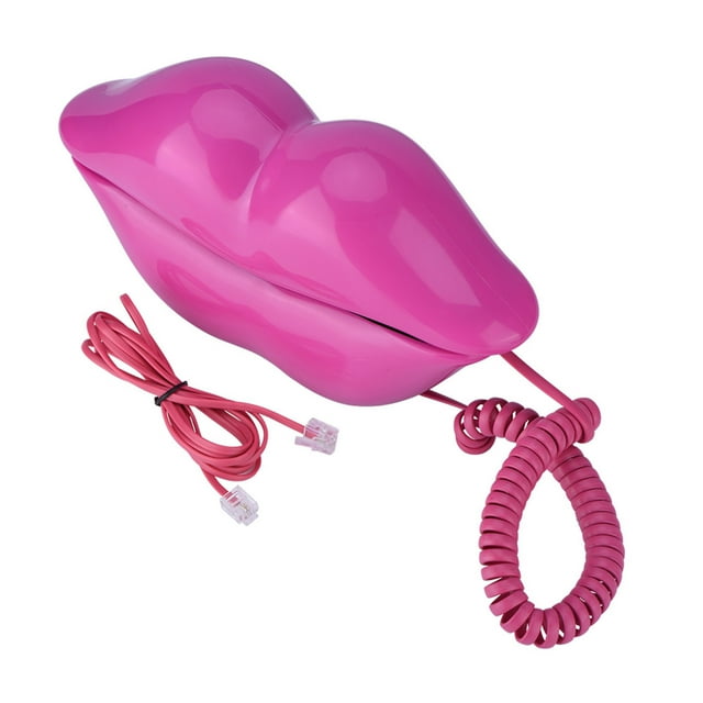 LAFGUR Red Lip Phone Funny Landline Phone Wired Rose Red Mouth Phone Gift Cartoon