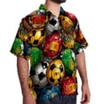 thumbnail image 2 of Football Men's Short Sleeve Button Down Casual Poplin Shirts for Summer Beach, Printed Design - Unisex, 2 of 6