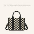 thumbnail image 7 of Women's Checkered Crossbody Bag, Canvas Work Tote Bag - Checkered Women's Bag, Black and White Top-handle Bag with Shoulder Strap, 7 of 7