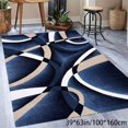 thumbnail image 5 of Blue Abstract Geometric Waves Area Rug - Washable Non-Slip Indoor Carpet, 5 of 6