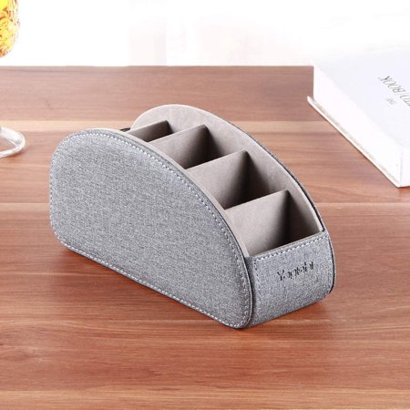 Tv Remote Control Holder With 5 Compartments Pu Leather Remote Caddy Box Tray Nightstand Desktop Storage Organizer Walmart Canada