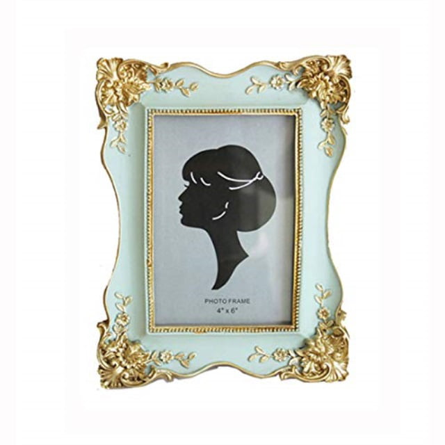 Blue SIKOO Vintage Picture Frame 4x6 Oval Table Top and Wall Mounting Photo Frame with Glass Front for Home Decoration 