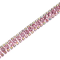 Uxcell 1 Pack Crystal Rhinestone Close Chain Trim 3 Rows 1 Yard Dress Embellishments Light Pink AB