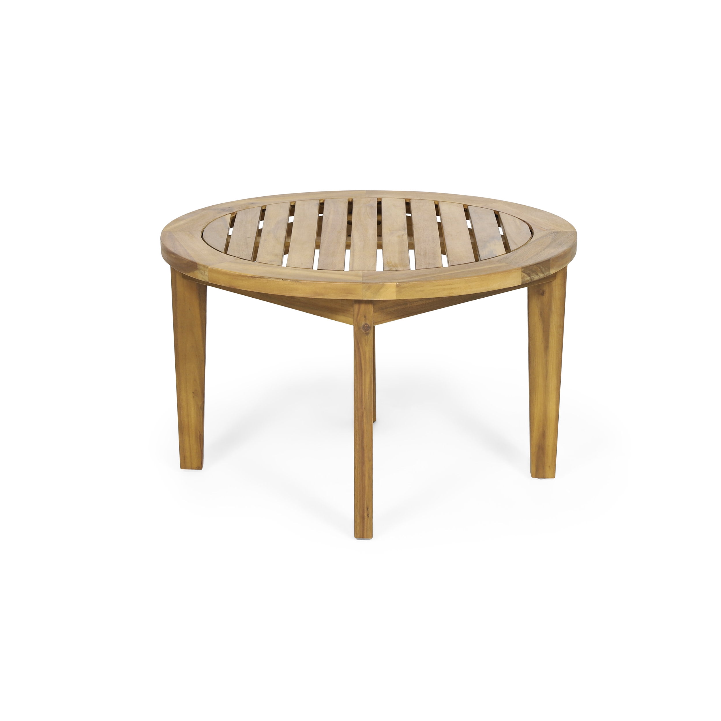 Milca Acacia Wood Outdoor Circular Coffee Table, Teak